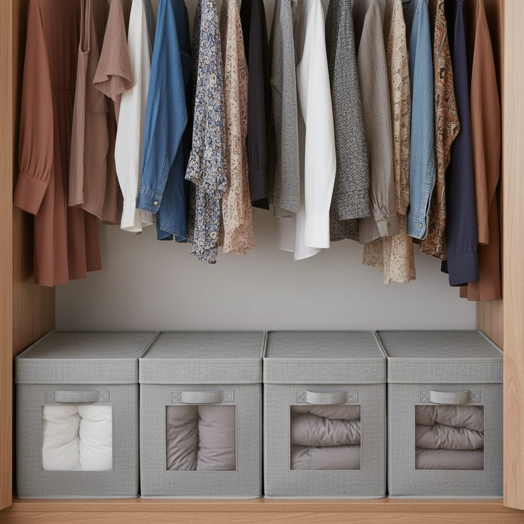 筆者作成イメージ:立てて収納しスペースを確保