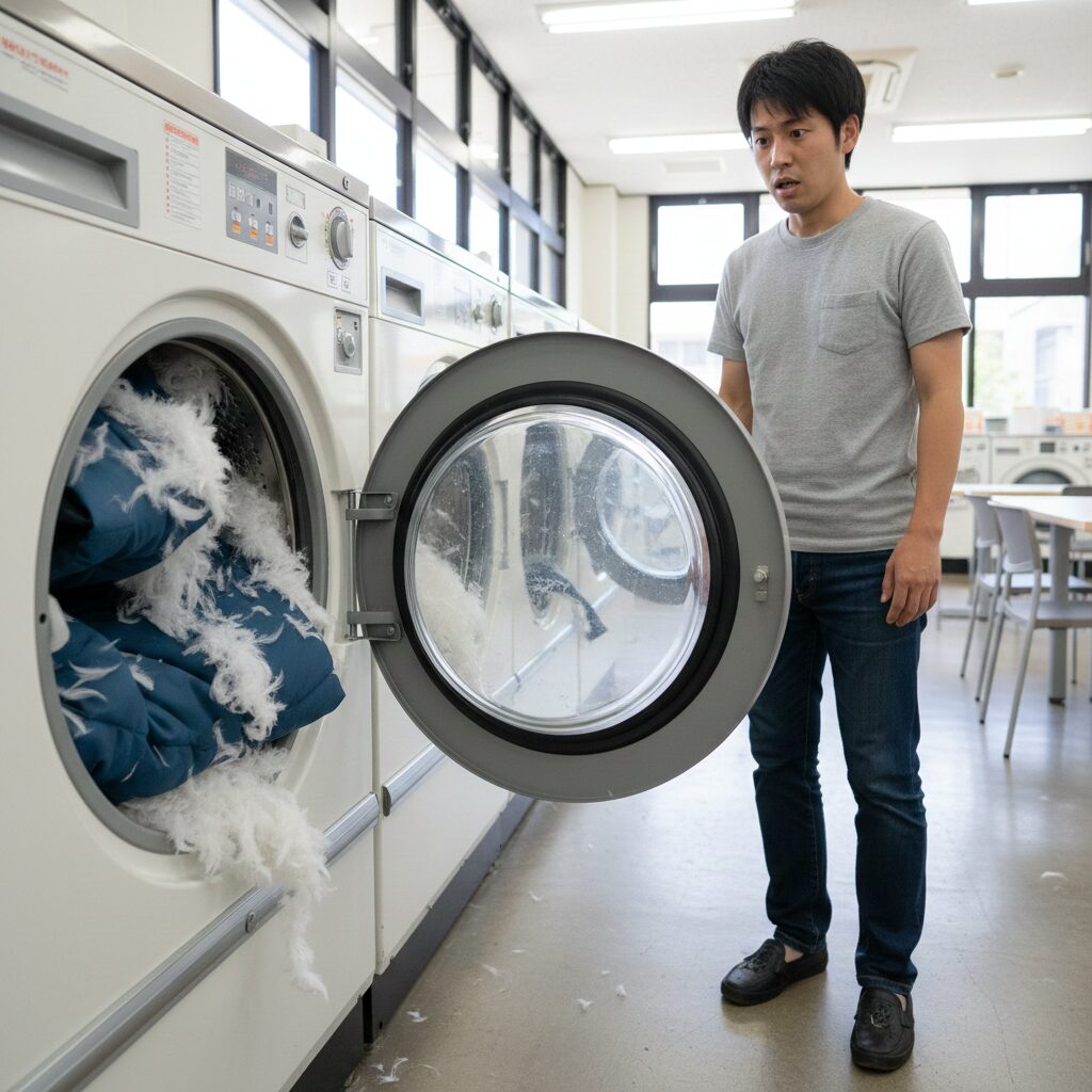 筆者作成イメージ:羽毛が飛び散った際の緊急対応マニュアル