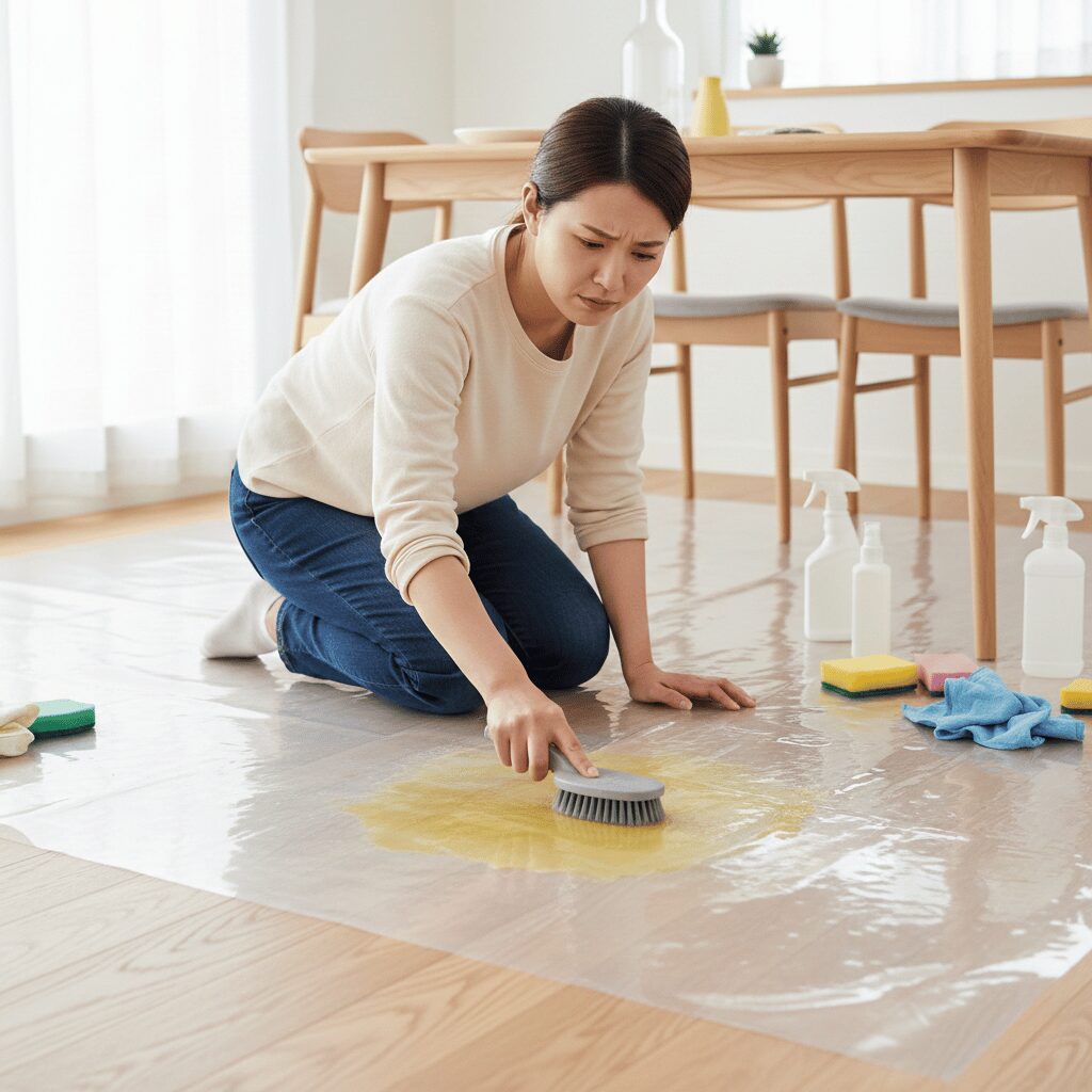 筆者作成イメージ：落ちない汚れの落とし方と変色の区別