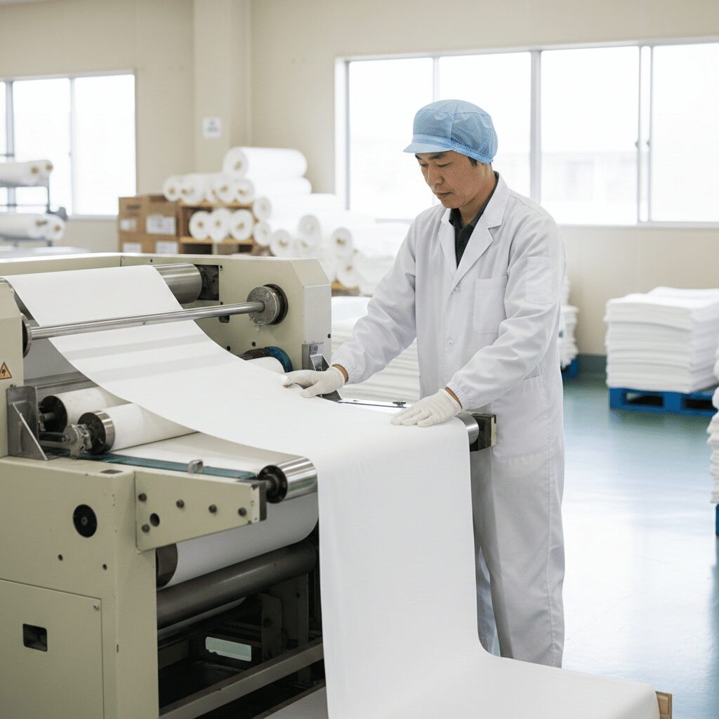 筆者作成イメージ：製造時の糊や不快な臭いを落とす