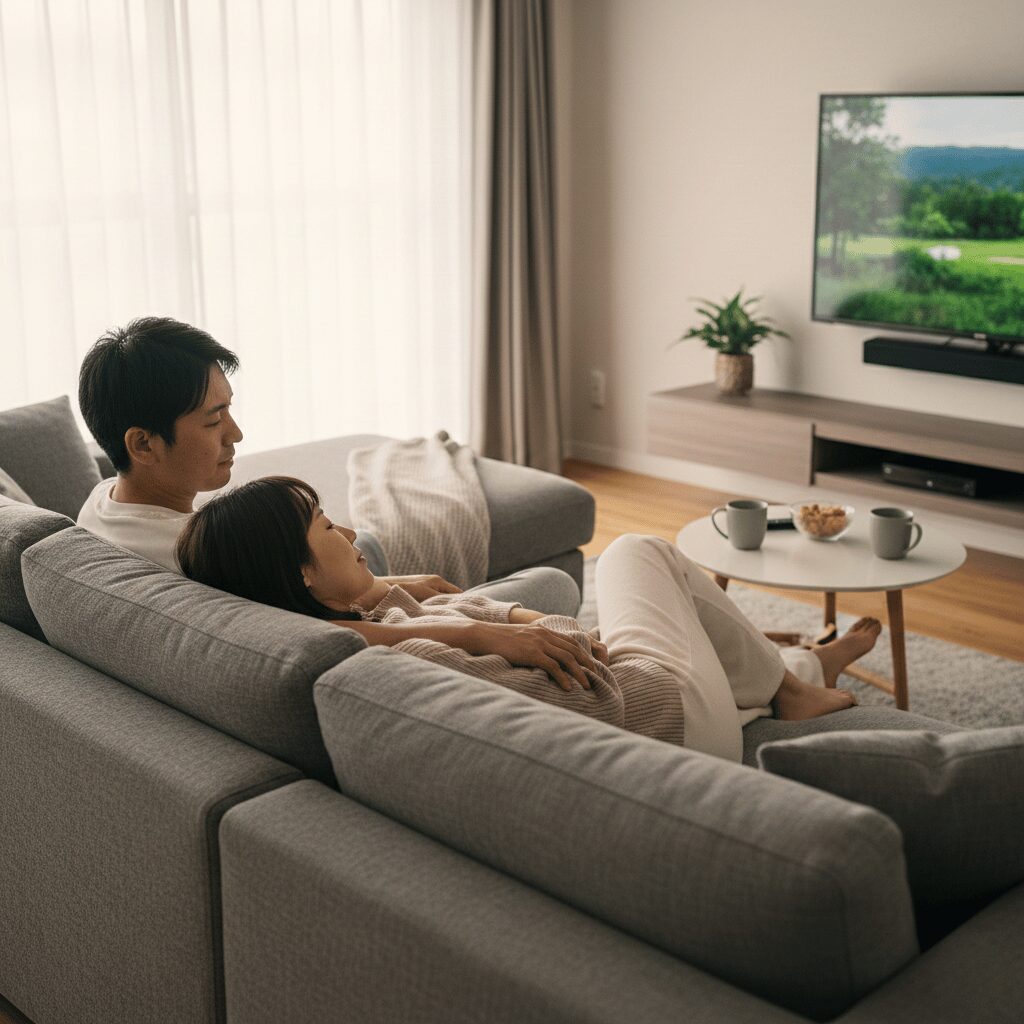 筆者作成イメージ：見やすい高さと視聴距離のバランス