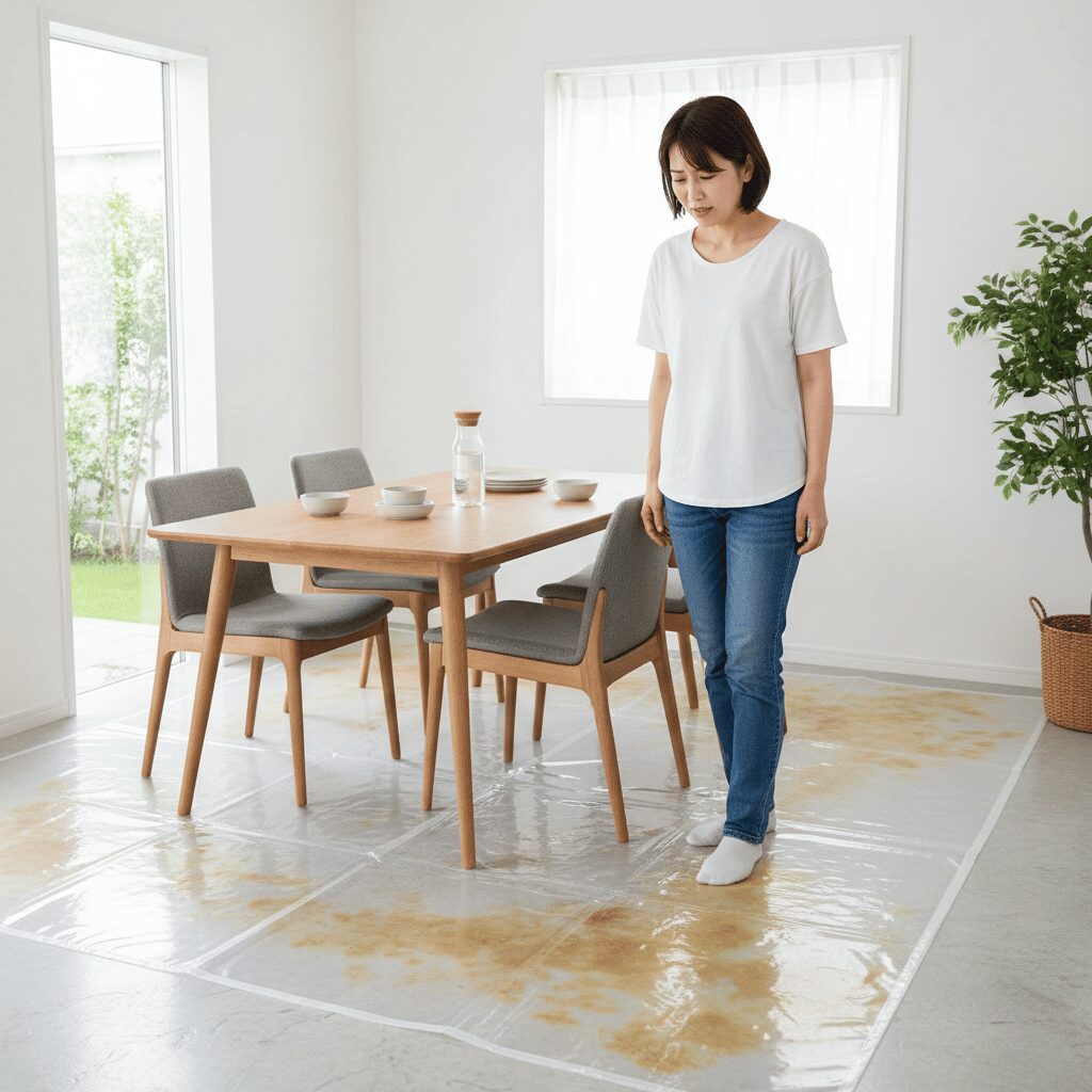 筆者作成イメージ：透明マットの黄ばみの原因と交換目安