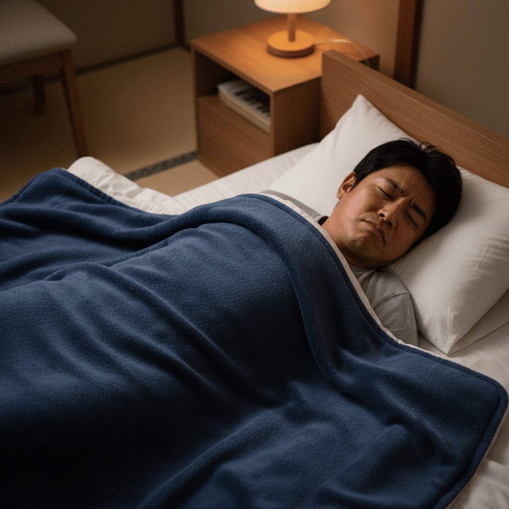 筆者作成イメージ：重い毛布を使うと逆に寒くなる原因
