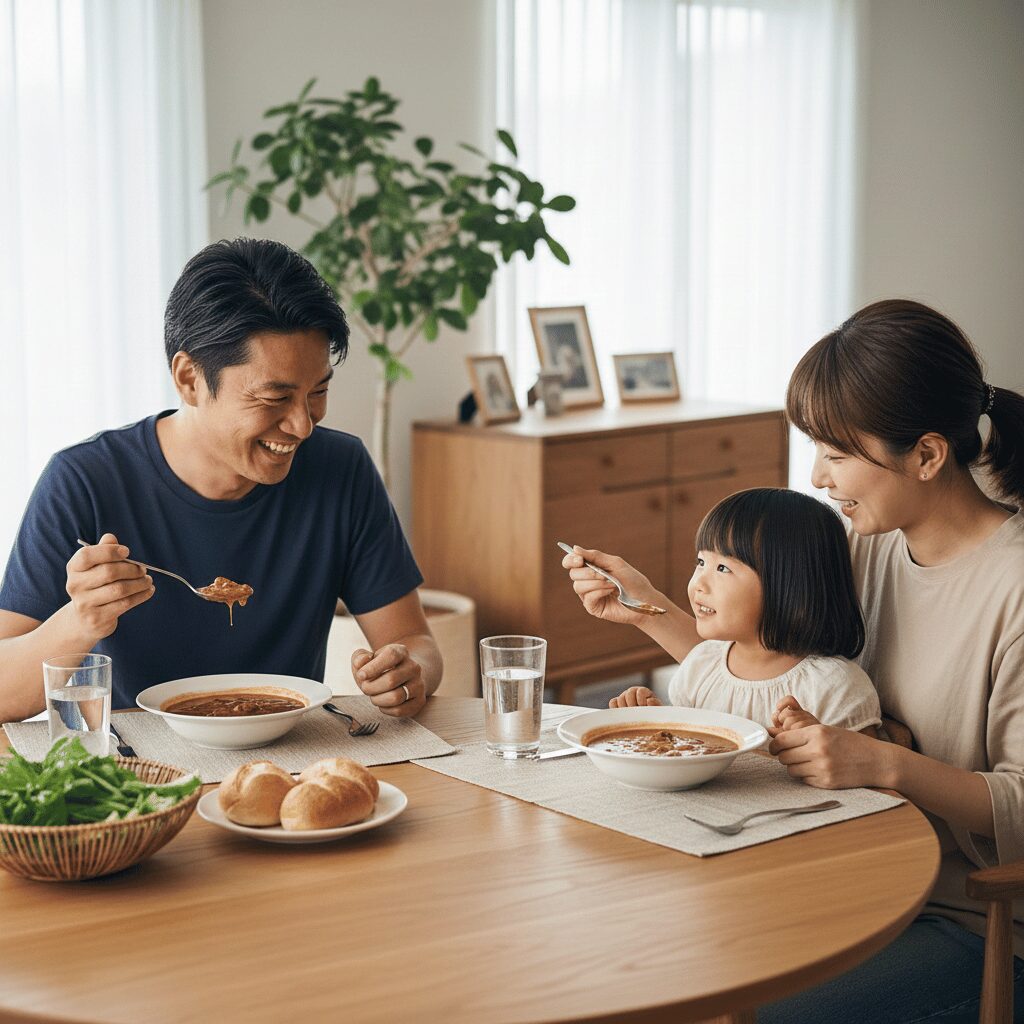 筆者作成イメージ：食べにくい距離感を防ぐ子供との食事
