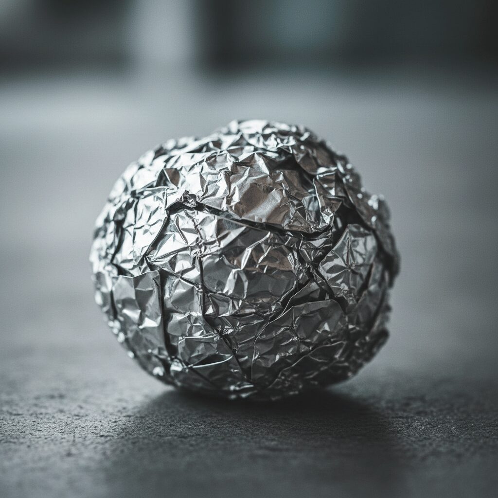 筆者作成イメージ：アルミホイルで静電気を防ぐ裏技