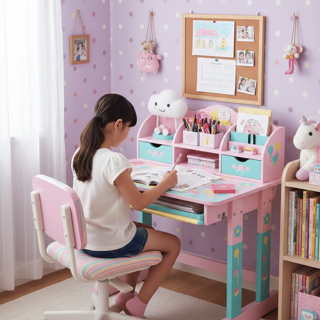 筆者作成イメージ：コイズミ学習机の分解図の確認