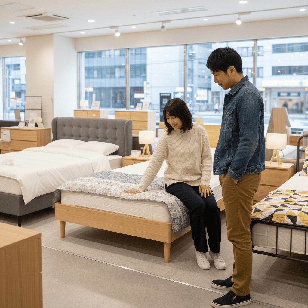 筆者作成イメージ：ダブルベッドのサイズと幅の実測値