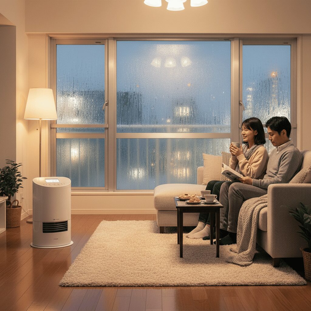 筆者作成イメージ：ファンヒーター等の暖房器具の影響