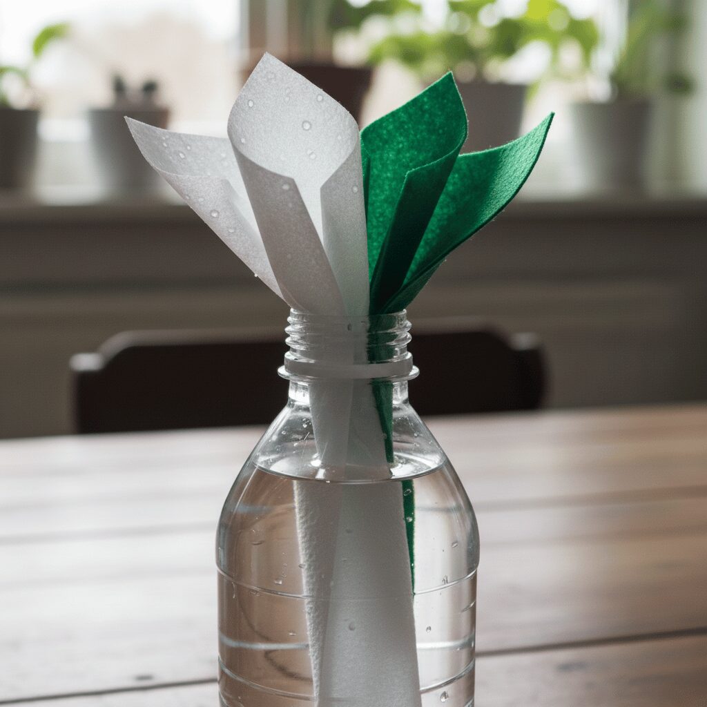 筆者作成イメージ：ペットボトルを使う自作加湿器