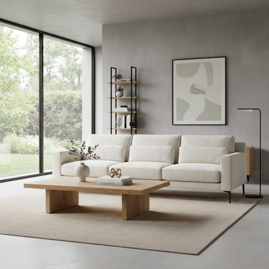 筆者作成イメージ：リビングのソファとテーブルの最適距離