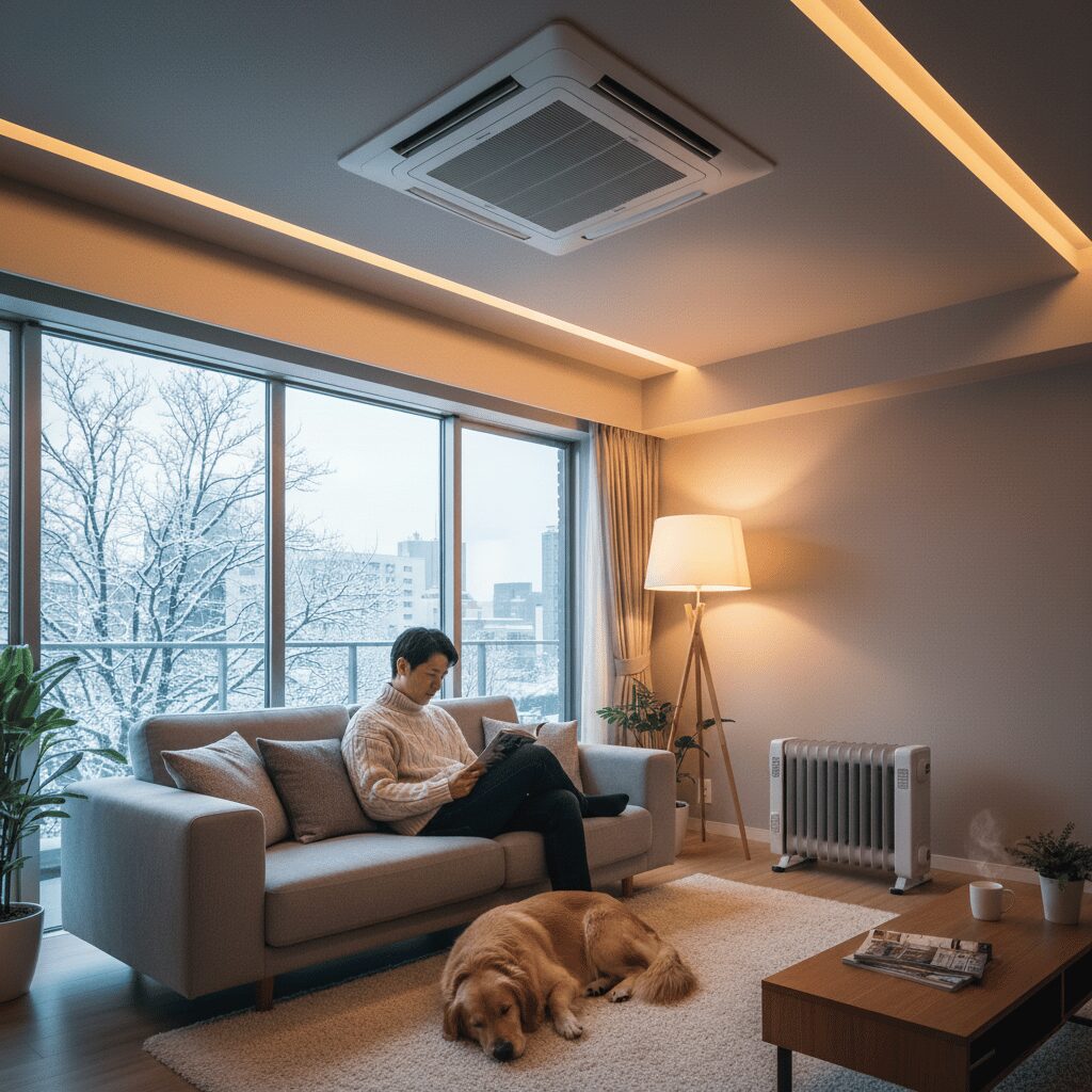 筆者作成イメージ：冬の寒さと換気扇運用の工夫