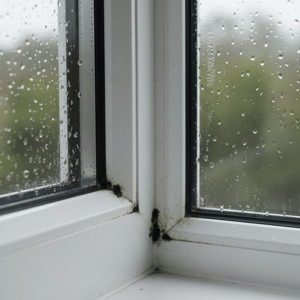 筆者作成イメージ：加湿しすぎでカビが発生する原因