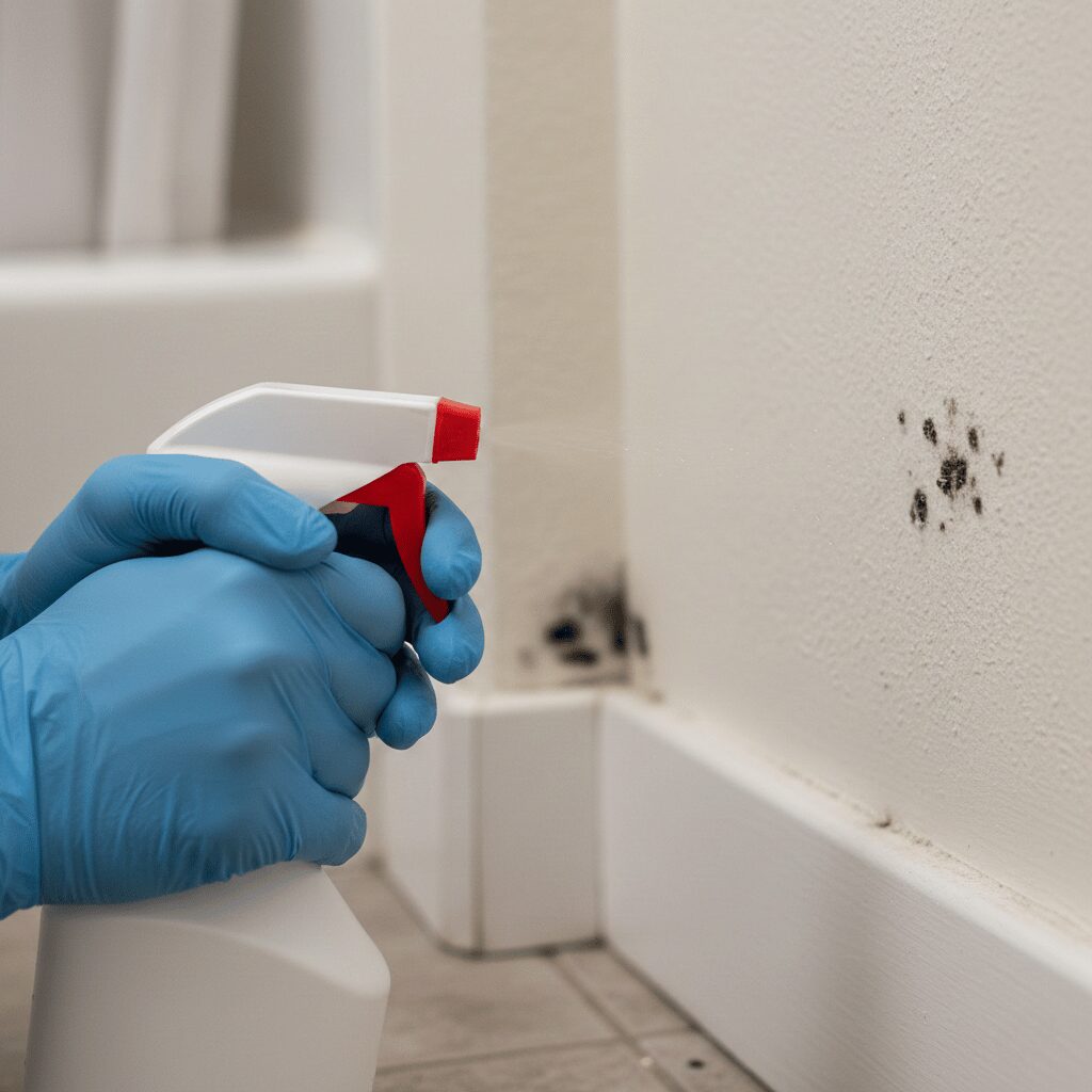 筆者作成イメージ：壁紙のカビ除去は漂白剤ではなくエタノール