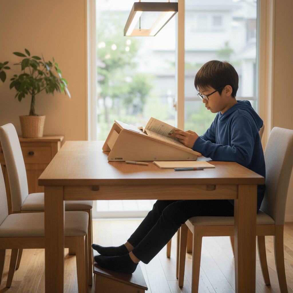 筆者作成イメージ：姿勢を守る椅子と台の選び方