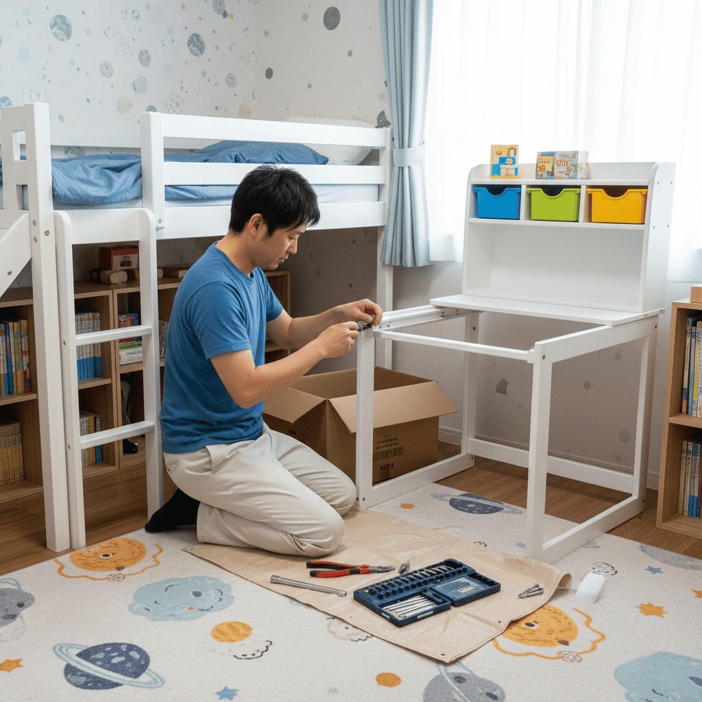 筆者作成イメージ：安全な学習机の解体方法の手順