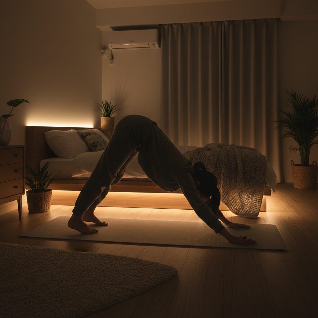 筆者作成イメージ：寝室の入眠を促す足元灯の活用