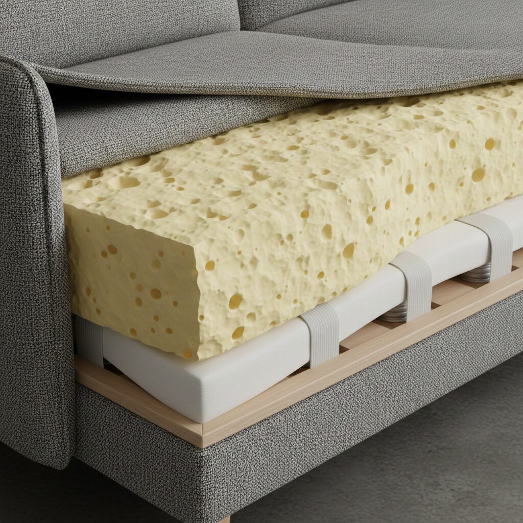 筆者作成イメージ：寿命を決めるウレタン密度と耐久性