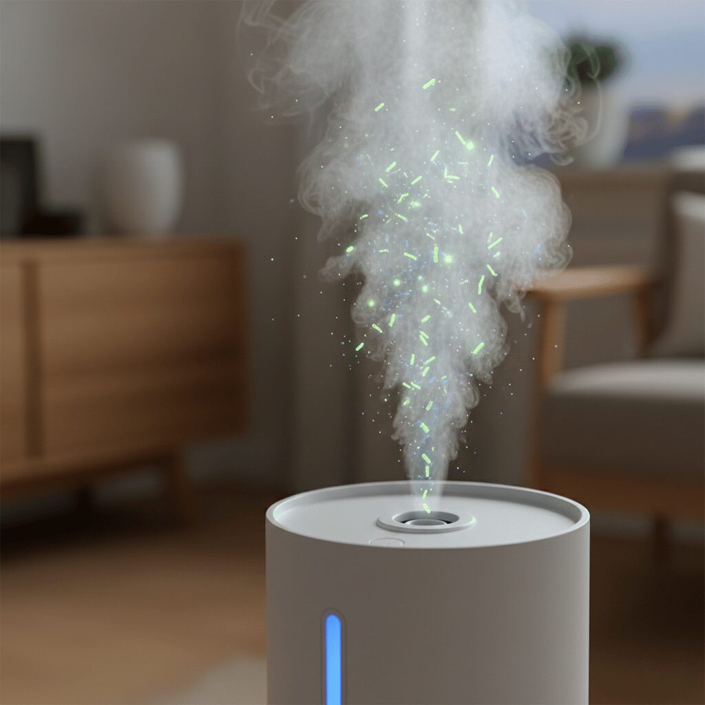 筆者作成イメージ：手入れ不足による雑菌とレジオネラ菌のリスク