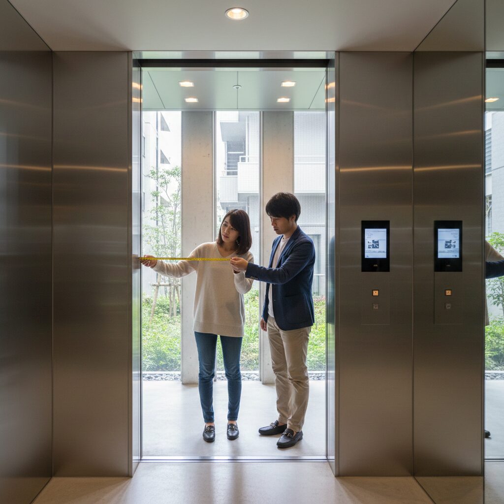 筆者作成イメージ：搬入経路とドア幅の確認は必須