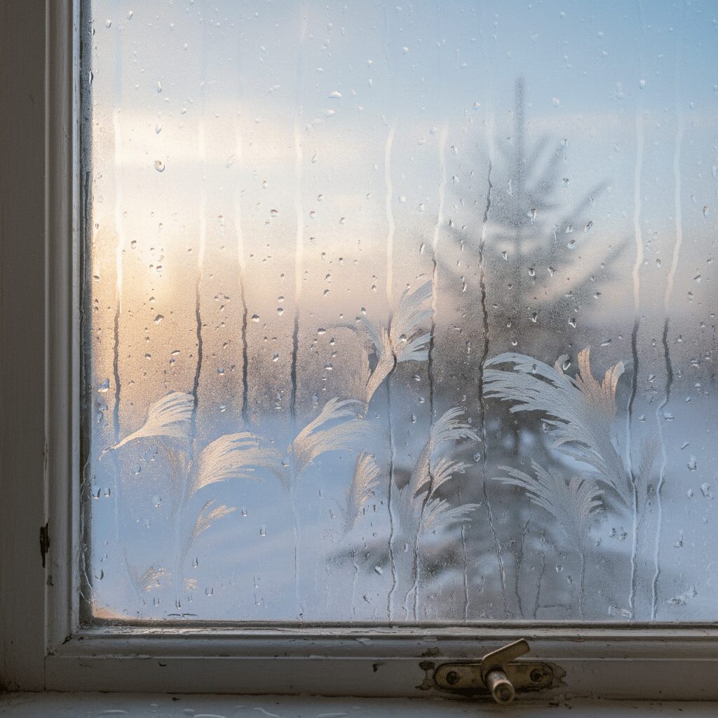 筆者作成イメージ：窓の結露やカビが発生する原因