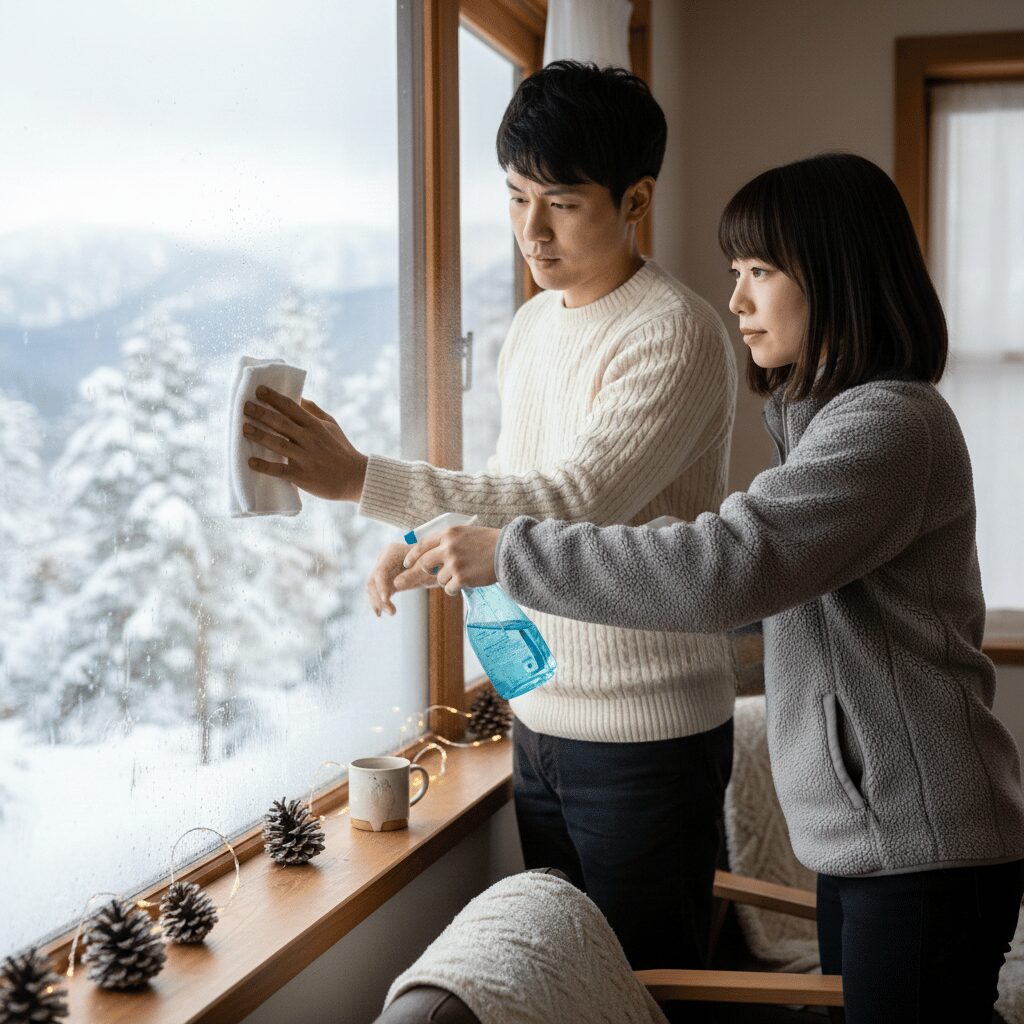 筆者作成イメージ：貼り方の基本と徹底した窓掃除