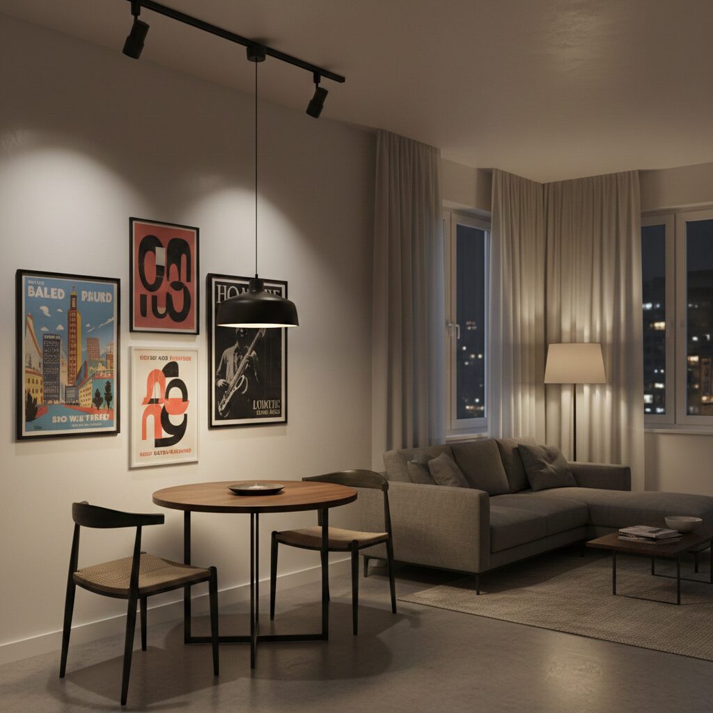 筆者作成イメージ：賃貸でも可能なライティングレール