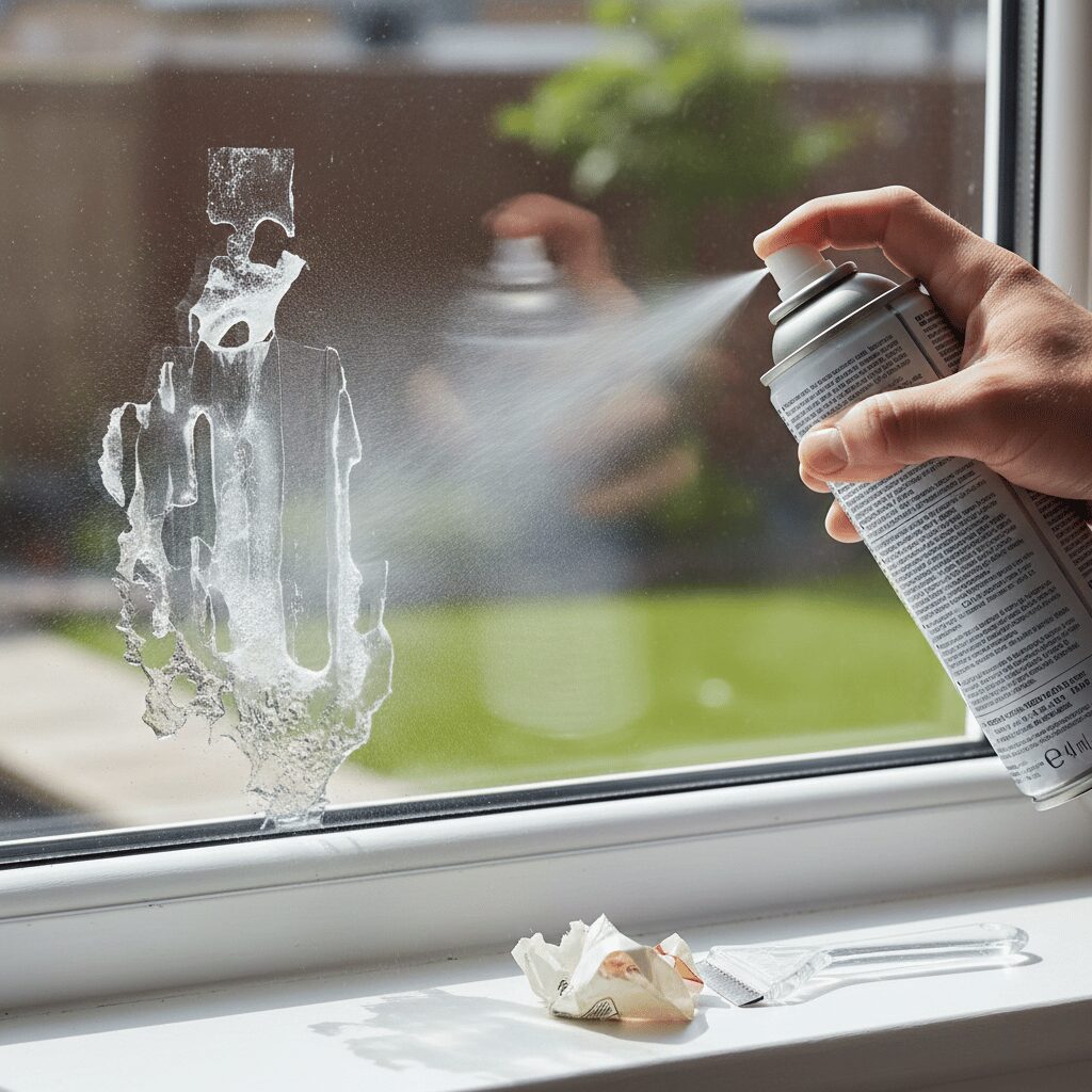 筆者作成イメージ：頑固な糊残りは除光液やシール剥がしスプレーはおすすめ